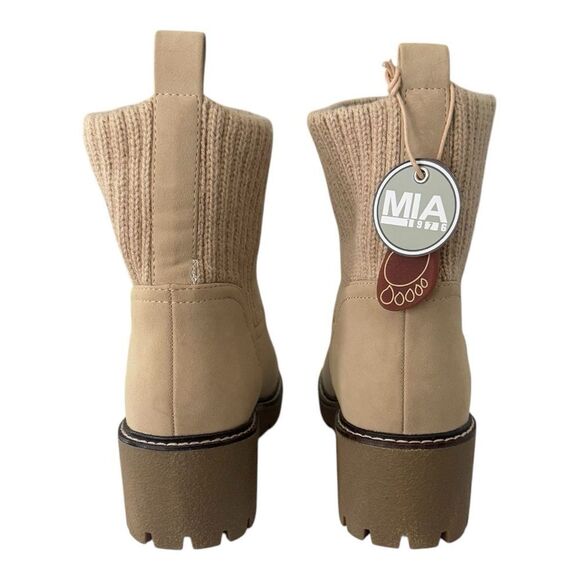Mia Kara Knit Cuff Lug Sole Chelsea Boot Sand Tan Women’s Size 7 - Picture 5 of 14